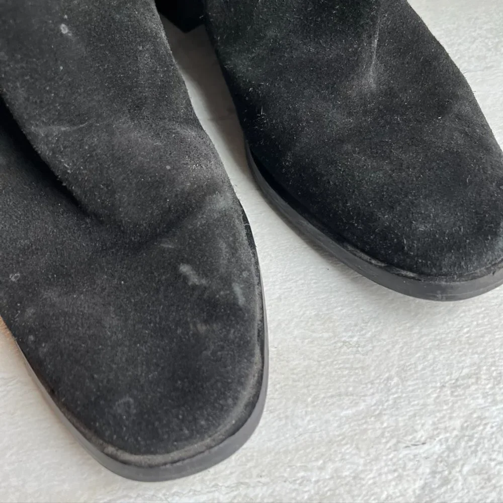 ** Dolce Vita Layton Black Suede Block Heel Almond Toe Ankle Bootie Women